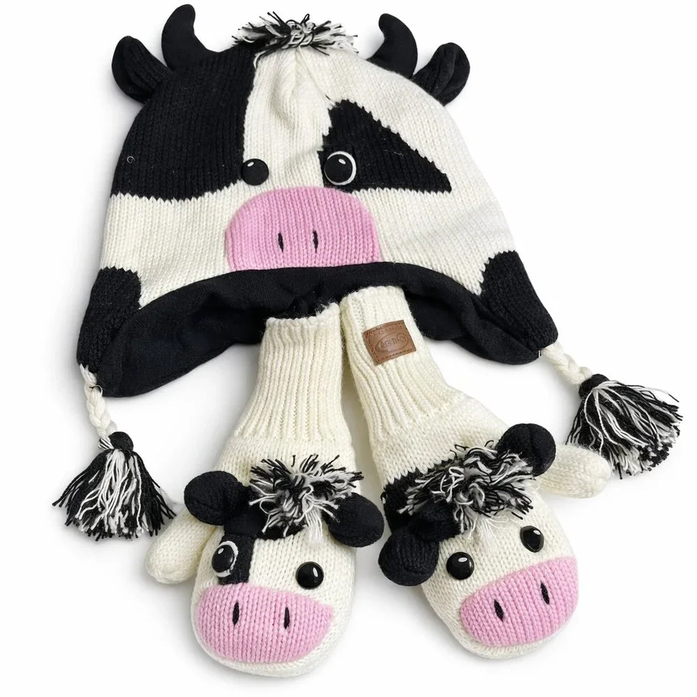Kyber Outwear Wool Knitted Hat/Gloves Set -Fleece Lined for Kids, 7+ Designs
